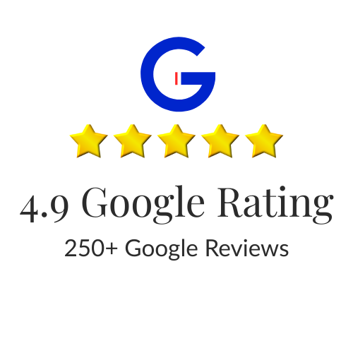 4.9 star rating on google over 250 reviews